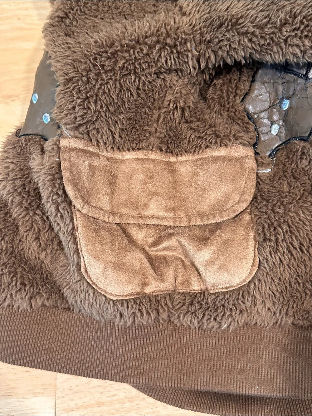 Disney Store Star Wars Chewbacca Brown Fur Zip Front Hoodie Jacket.
